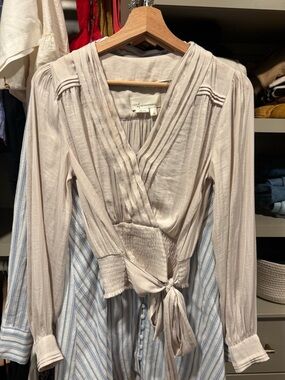 Anthropologie Wrap-Style Blouse with Tie Waist